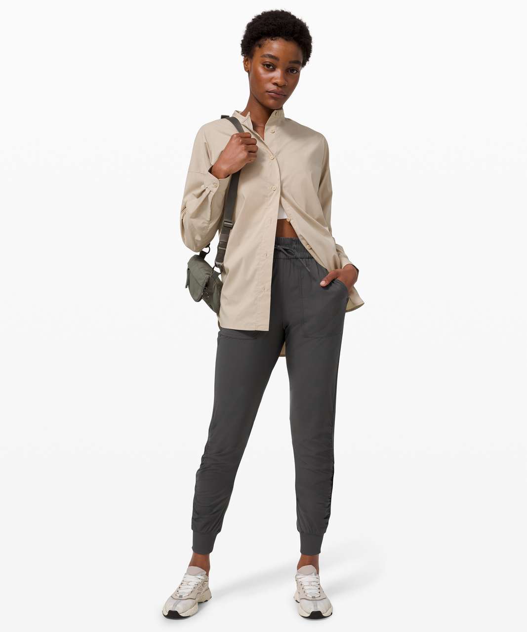 Lululemon Beyond the Studio Crop High Rise Grey Sage GRSG Size 14 - 50469