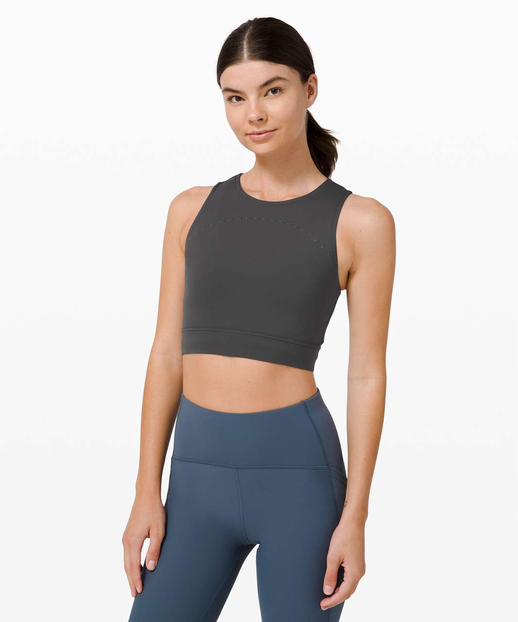 Lululemon Hotty Hot Cropped Tank - Graphite Grey - lulu fanatics