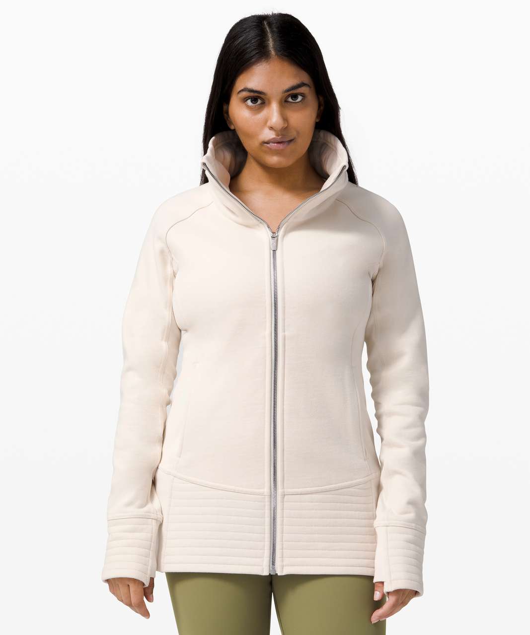 Lululemon 4 Radiant Full-Zip High Neck Jacket II Heathered White Women's 