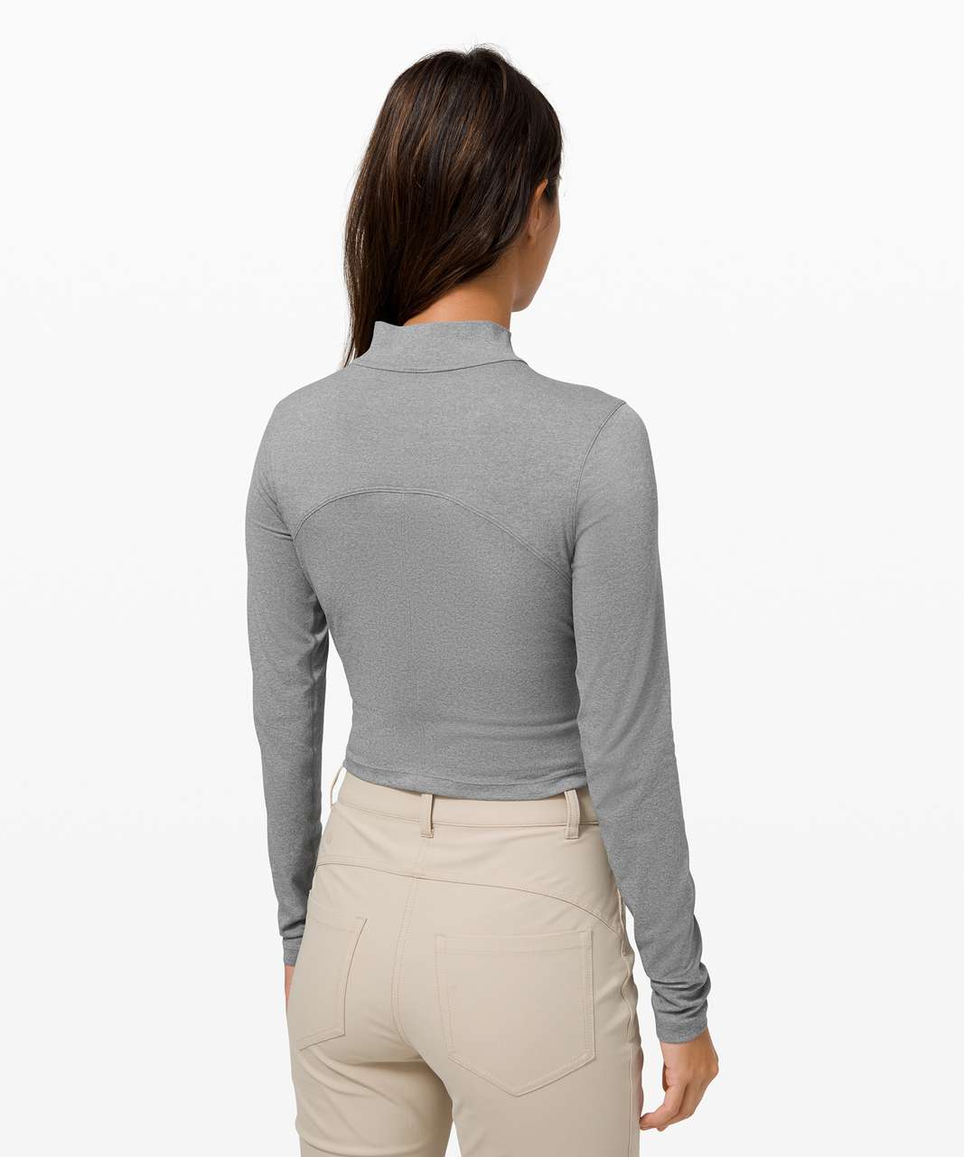 Lululemon All Aligned Mock Neck Long Sleeve *Nulu - Heathered Core Medium  Grey - lulu fanatics