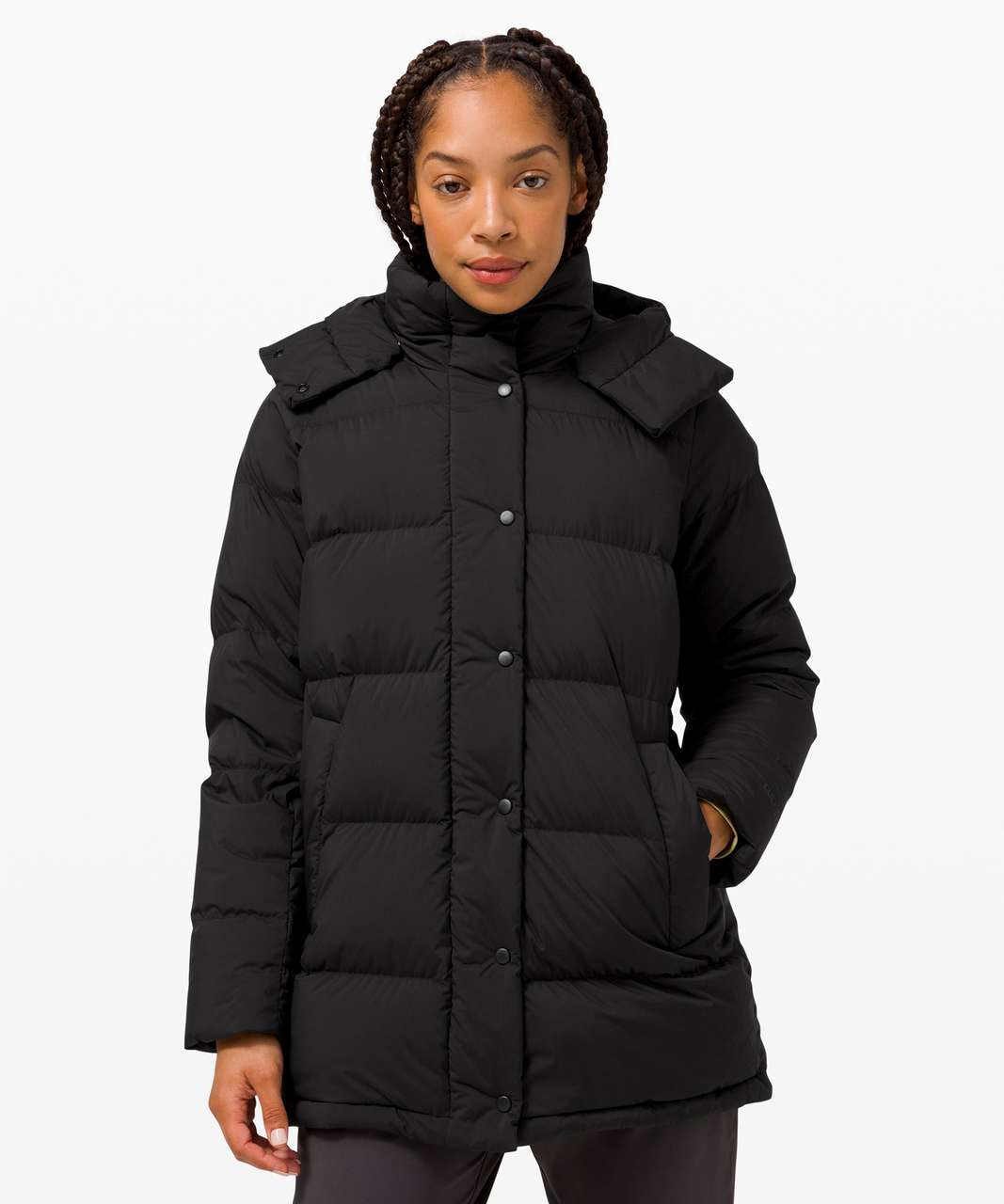 Black Wunder Puff hooded down jacket, lululemon