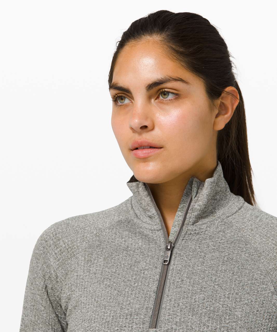 Lululemon Engineered Warmth Half Zip - Grey Sage / White