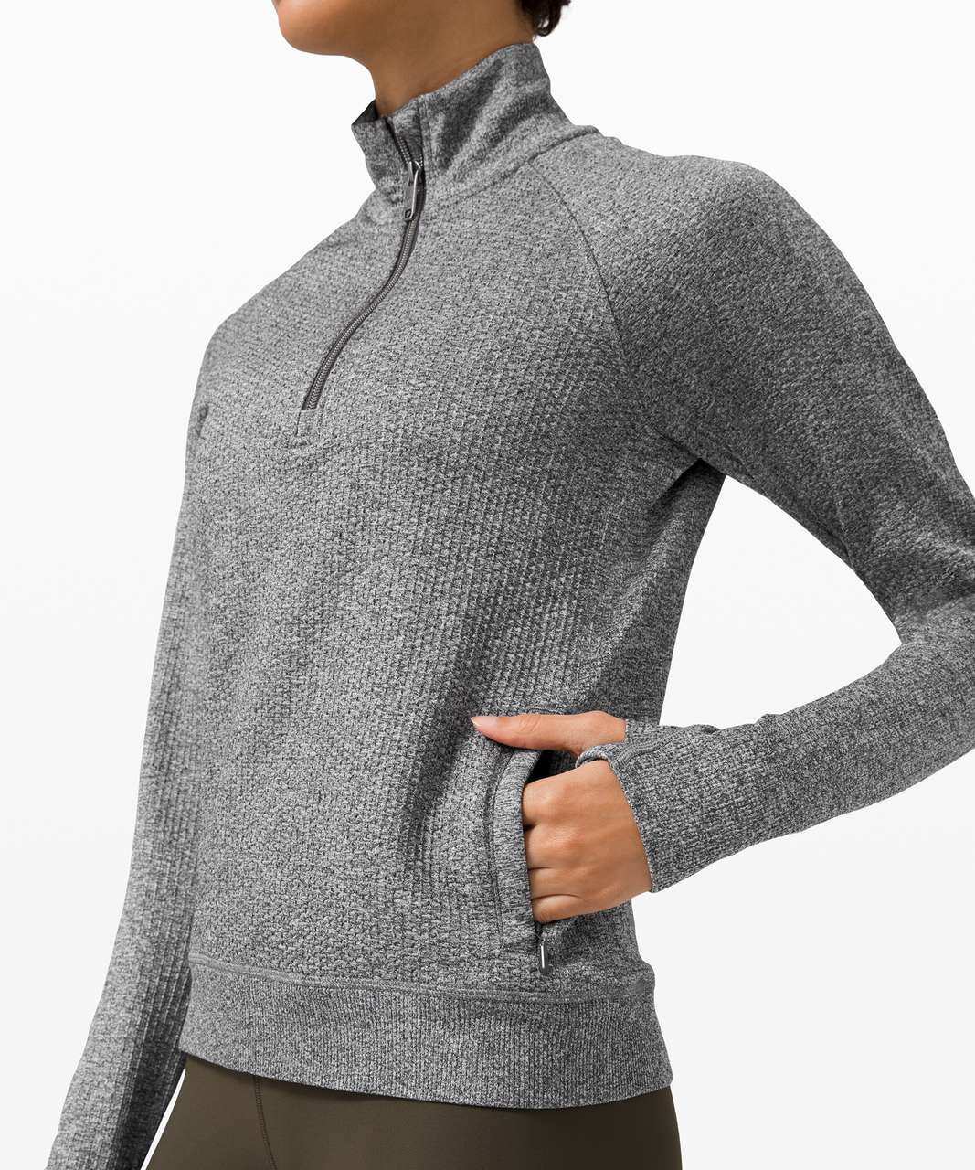 Lululemon Engineered Warmth Half Zip - Graphite Grey / White - lulu fanatics