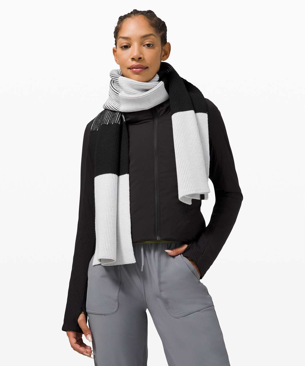 Lululemon Texture Play Scarf - Black / Heathered Core Ultra Light Grey