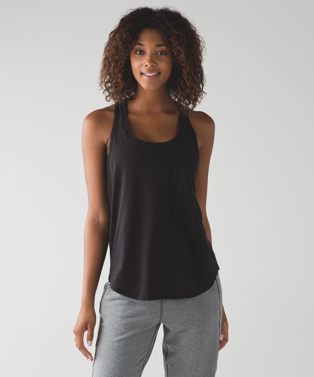 LONG AND LOOSE YOGA RACERBACK: BLACK