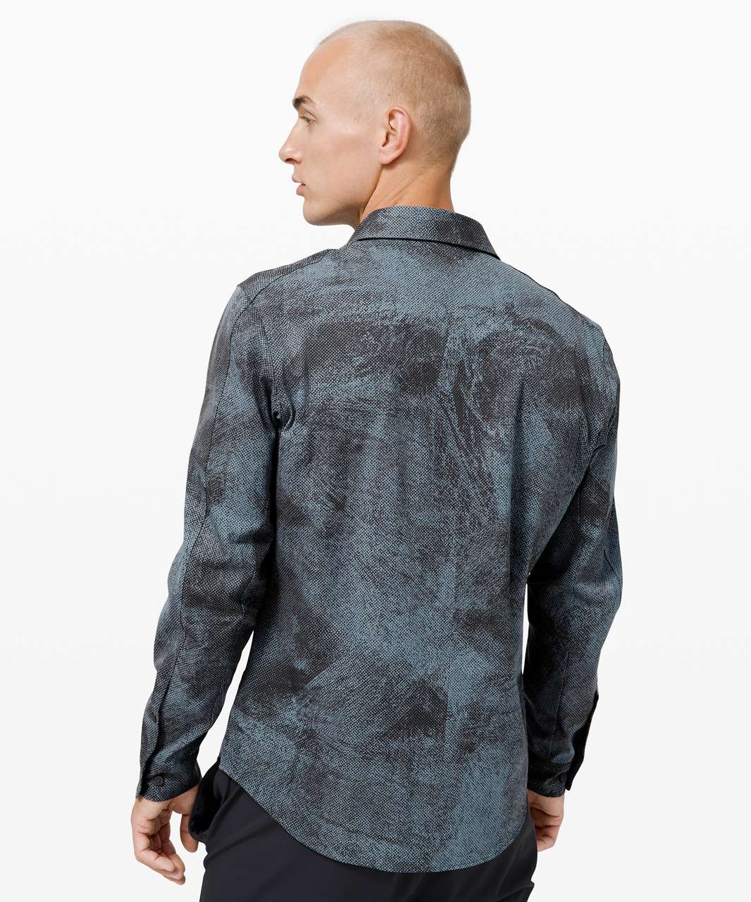 Lululemon Airing Easy Long Sleeve Shirt *Ventlight Mesh - Pixel Print Blue Charcoal Graphite Grey