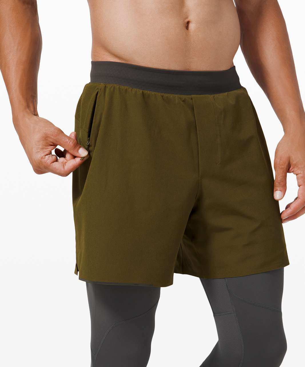 Lululemon Cold Terrain 2-in-1 Short 6 - Graphite Grey / Black - lulu  fanatics