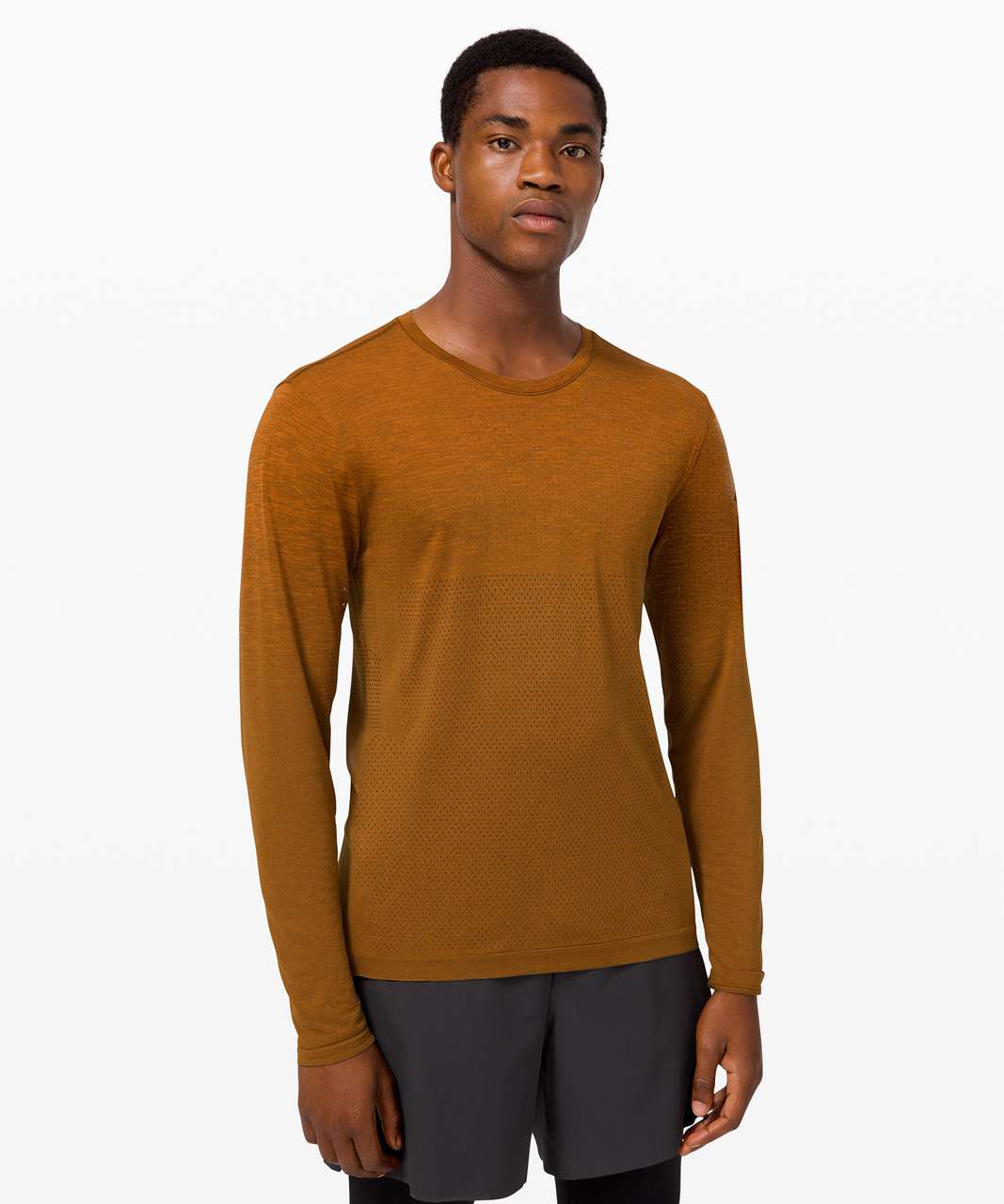 Lululemon Metal Vent Breathe Long Sleeve - Amber Orange / Burnt Caramel