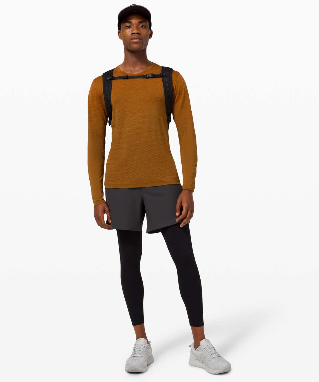 Lululemon Metal Vent Breathe Long Sleeve - Amber Orange / Burnt Caramel