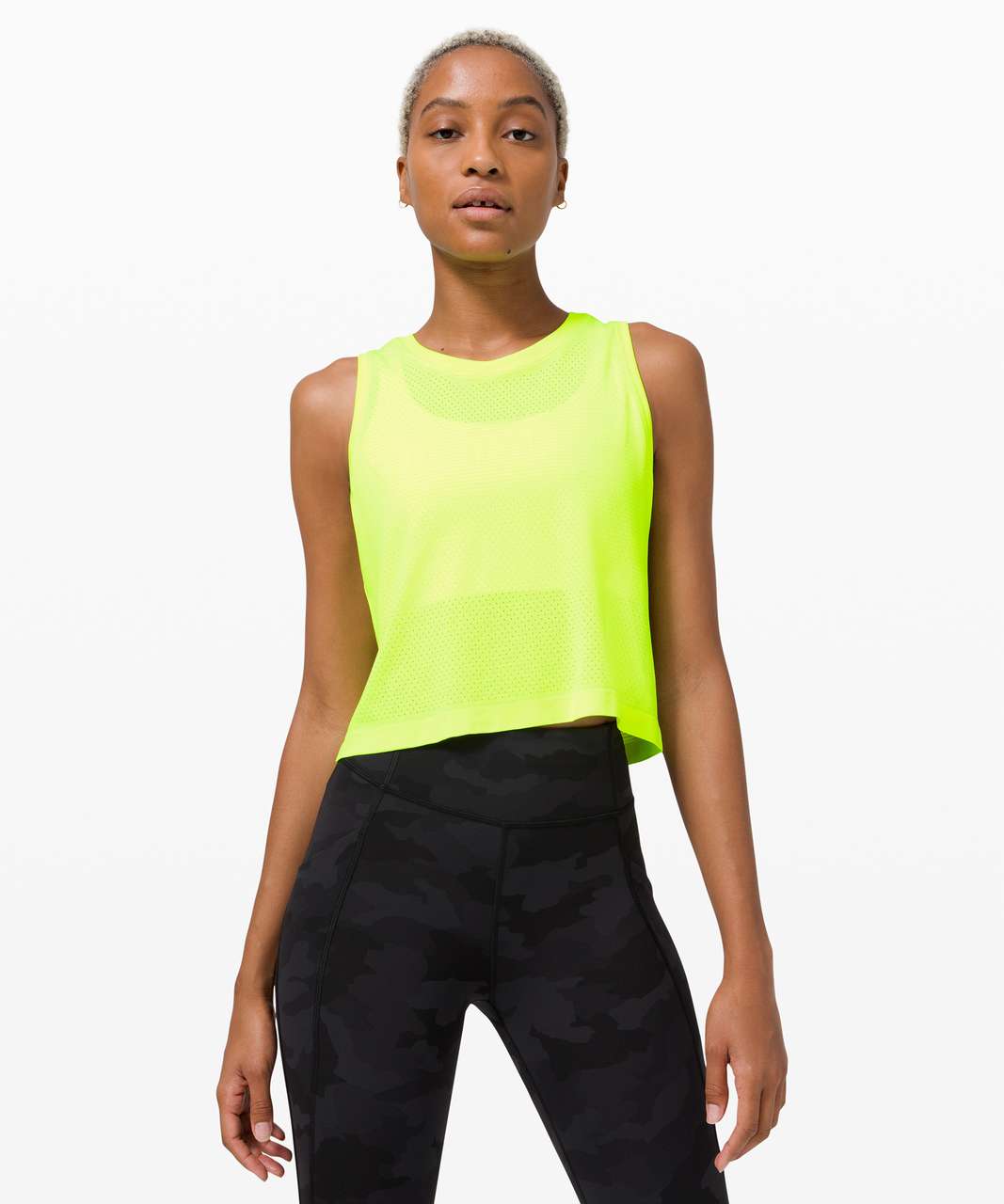 Lululemon Swiftly Breathe Crop Tank - Yellow Highlight / Yellow ...