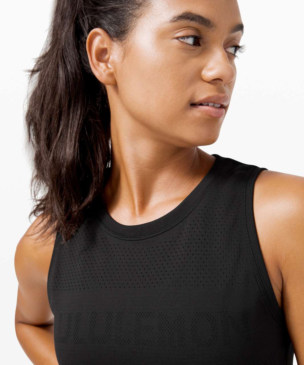 Lululemon Swiftly Breathe Crop Tank - Black / Black