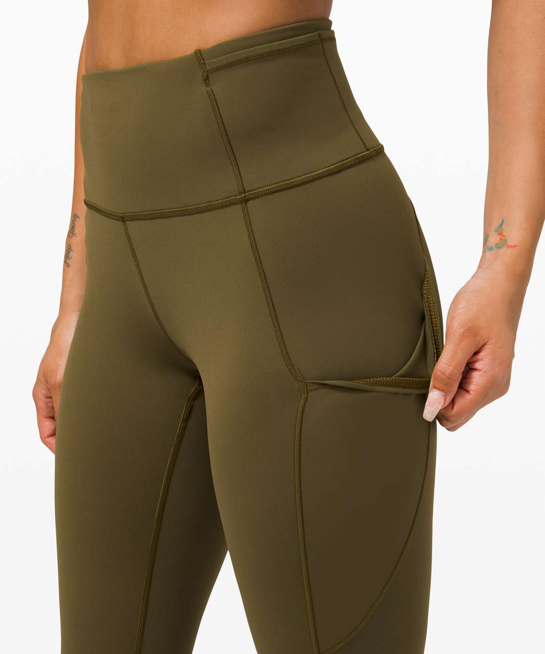 Lululemon Fast and Free High-Rise Tight 28 *Non-Reflective Brushed Nulux -  Moss Green - lulu fanatics