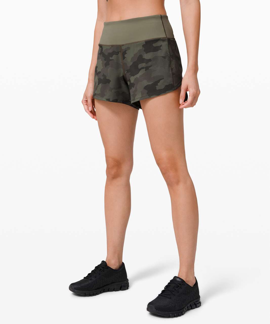 Lululemon Speed Up Short Long *4" Updated Fit - Heritage 365 Camo Green Twill Multi / Green Twill