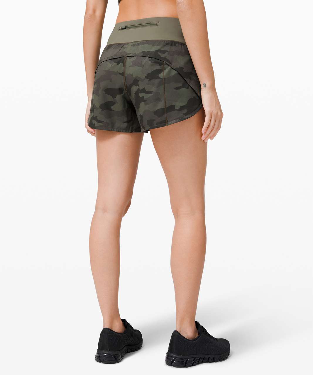 Lululemon Speed Up Short Long *4" Updated Fit - Heritage 365 Camo Green Twill Multi / Green Twill