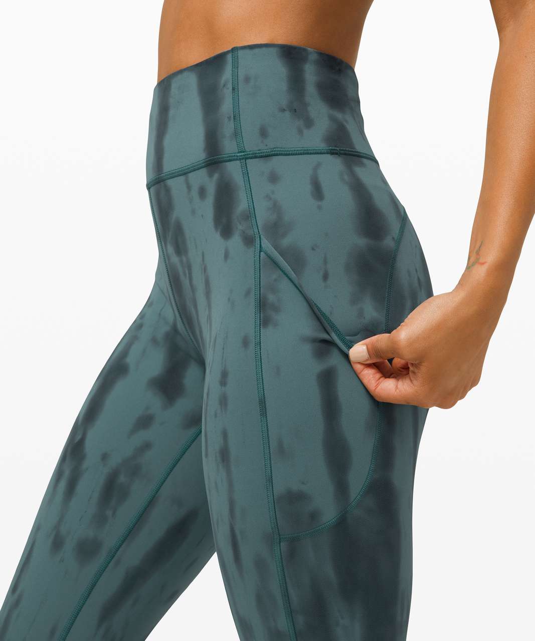 Lululemon Invigorate High-Rise Crop 23" - Forest Shibori Graphite Grey Desert Teal