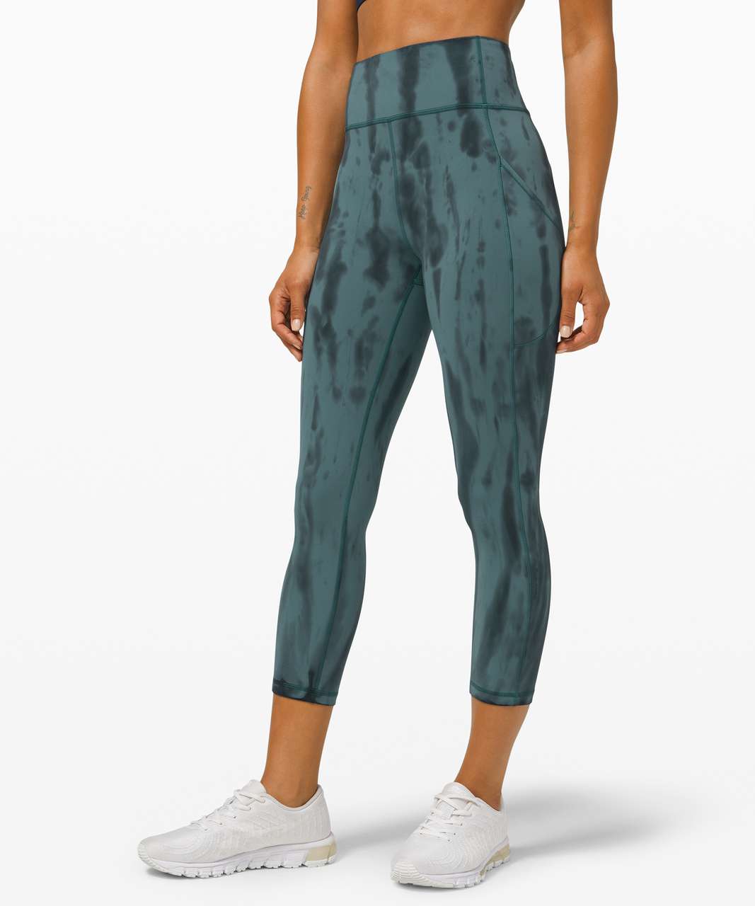 Lululemon Invigorate High-Rise Crop 23" - Forest Shibori Graphite Grey Desert Teal