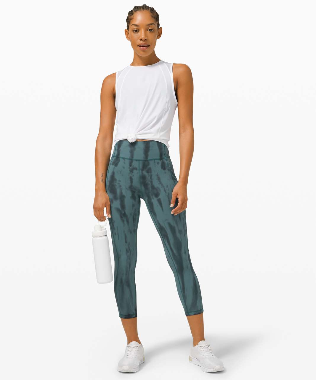 Lululemon Invigorate High-Rise Crop 23" - Forest Shibori Graphite Grey Desert Teal