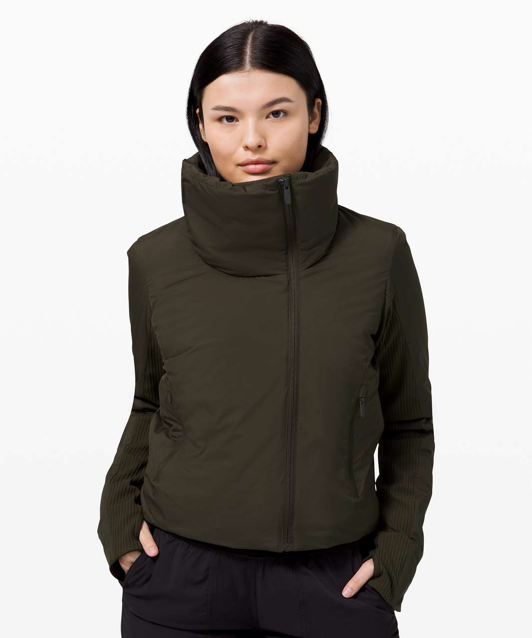 Lululemon Down For It Jacket - Dark Olive - lulu fanatics