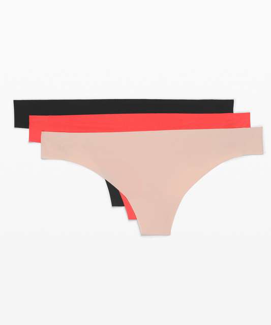 Lululemon Smooth Seamless Thong *3 Pack - Black / Misty Shell / Pink Puff -  lulu fanatics