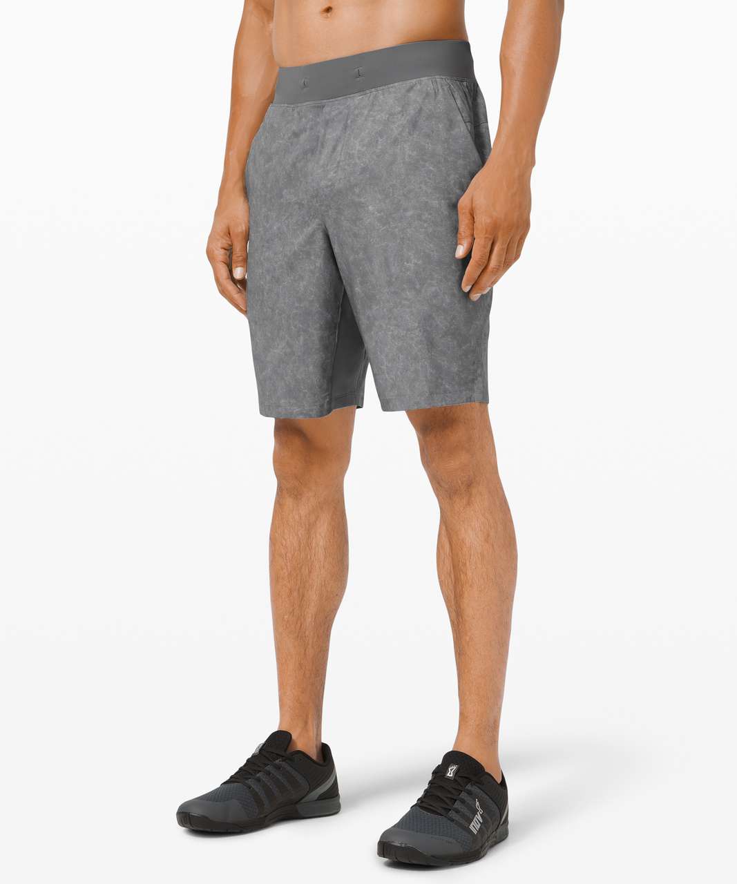 LULULEMON SURGE SHORT 6 LINED 9 BOLD LINES SIZE-S ASPHALT GREY