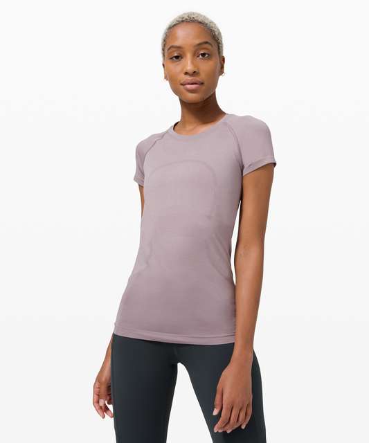 Lululemon Swiftly Tech Short Sleeve Crew - Black / Chilled Grape - lulu ...