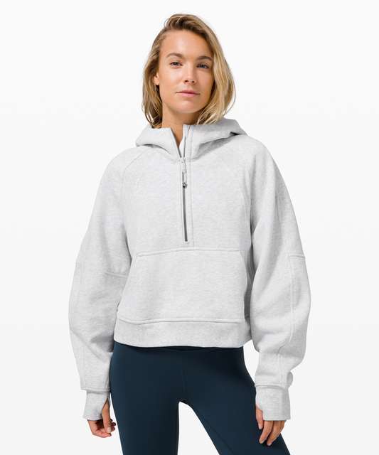 Lululemon Scuba Oversized 1/2 Zip Hoodie Heathered Core Ultra Light Grey  XS/S