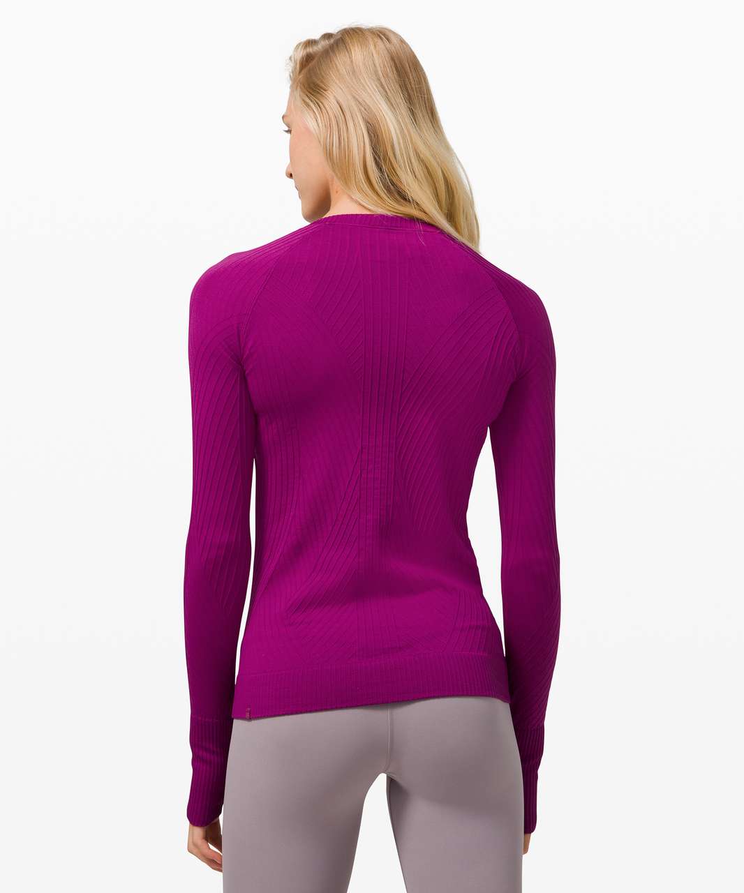 Lululemon Athletica violet logo violet brickwall, Lululemon