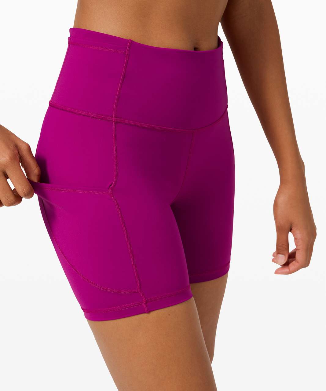 High Waisted Duo Velocity Cycling Shorts – Skin Color/Fuschia