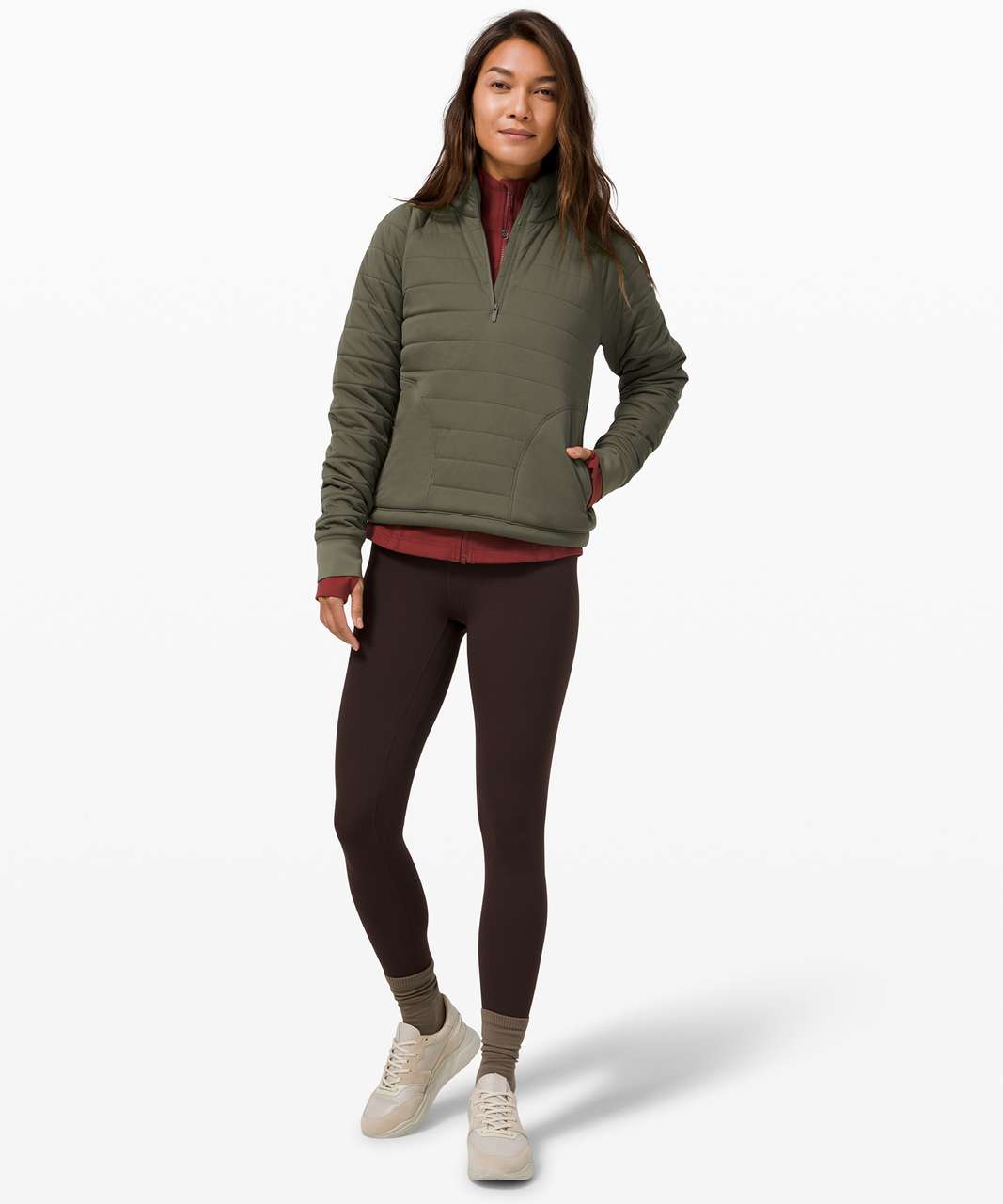 Lululemon Dynamic Movement 1/2 Zip - Army Green - lulu fanatics