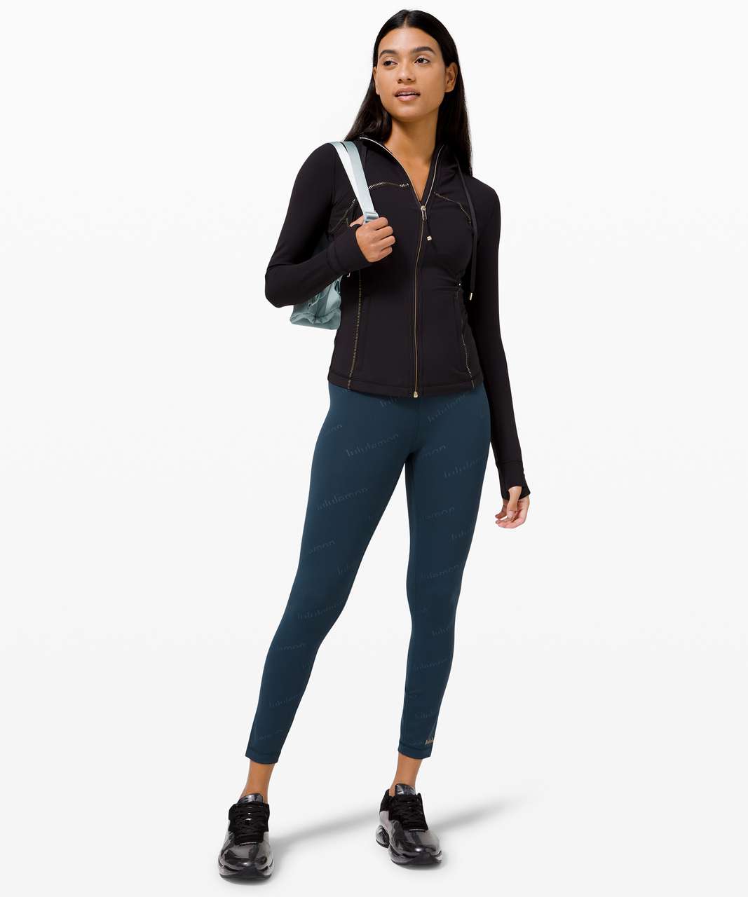 lululemon try-ons  Wunder Under Matte Black Foils + Define Jacket Cropped  *Gold - The Sweat Edit