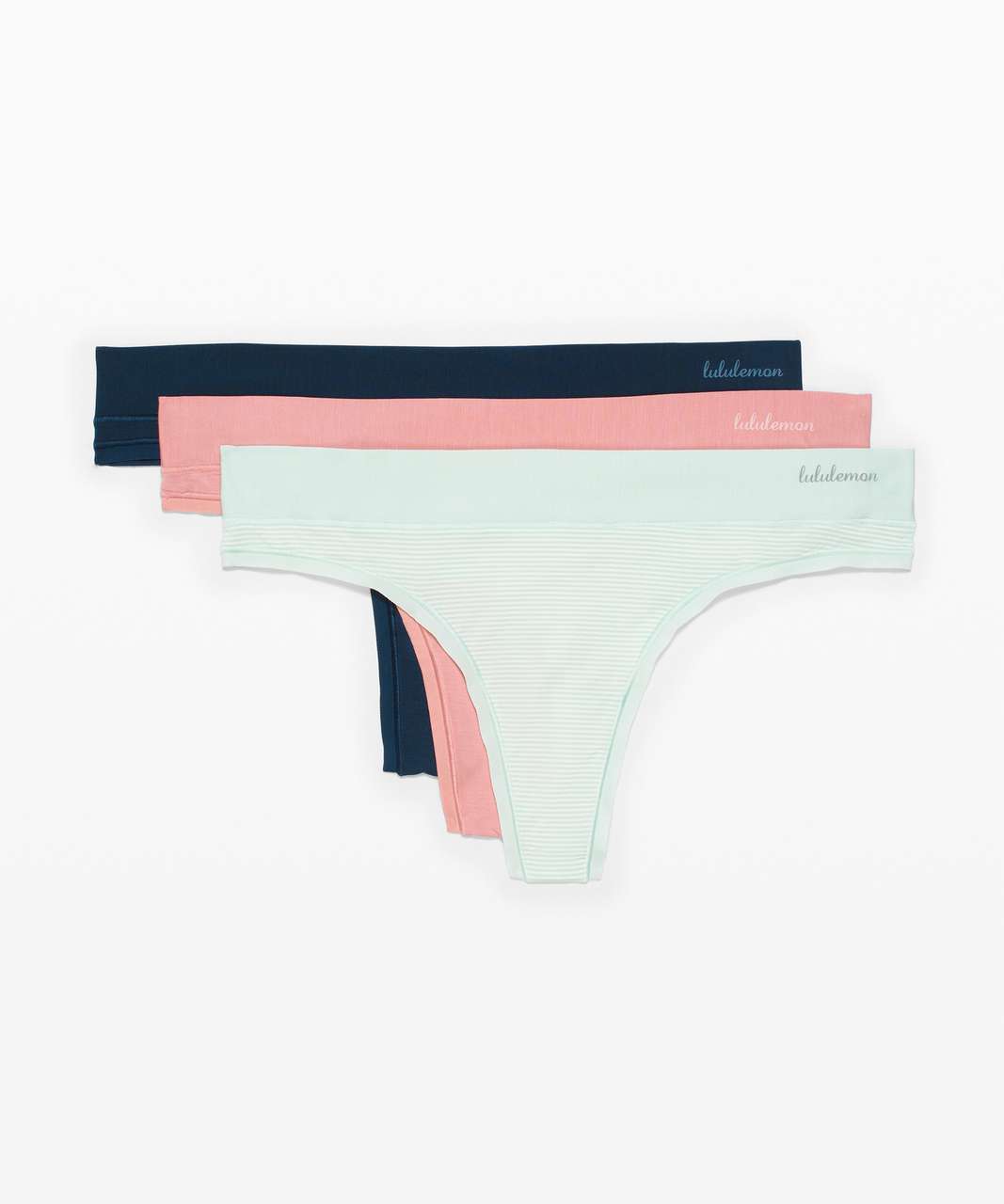 Lululemon Soft Breathable Thong *3 Pack - Delicate Mint / Delicate Mint / Night Diver / Pink Pastel