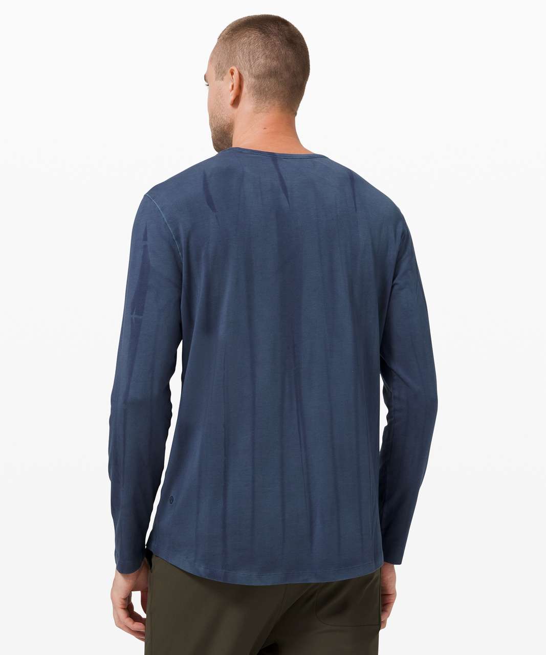 Lululemon 5 Year Basic Long Sleeve - Vertical Spray Dye Iron Blue Nautical Navy