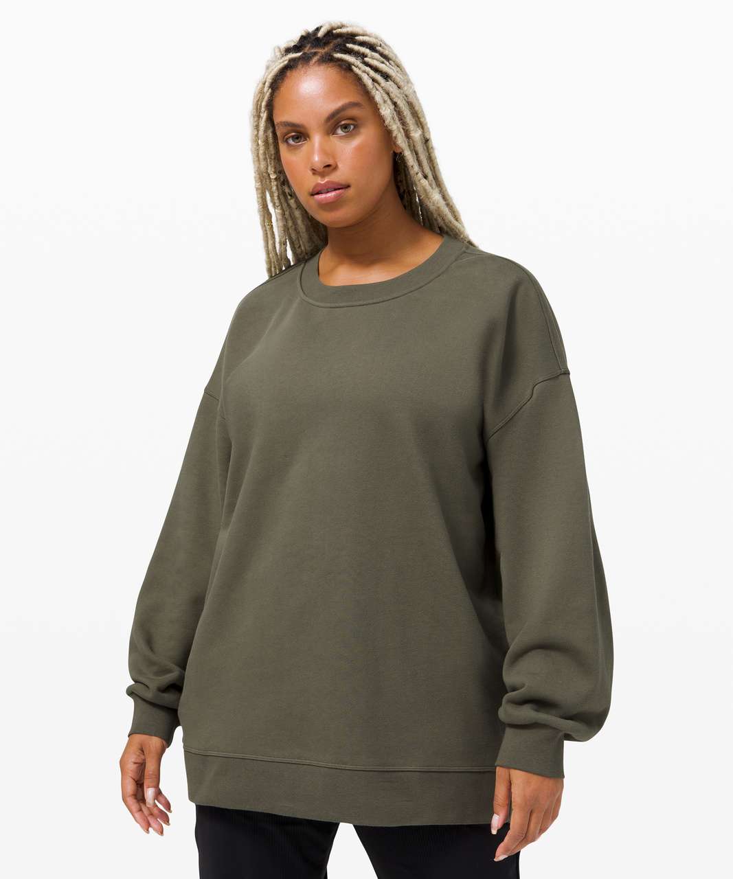 Lululemon Perfectly Oversized Crew - Army Green - lulu fanatics