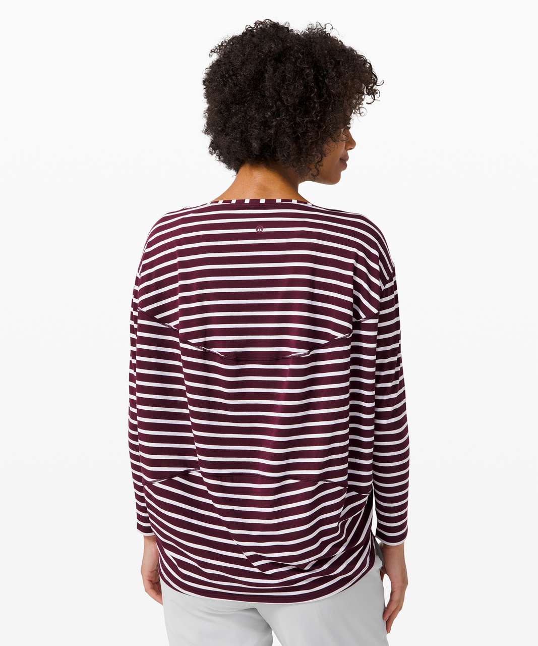 Lululemon Back In Action Long Sleeve - Yachtie Stripe Cassis White