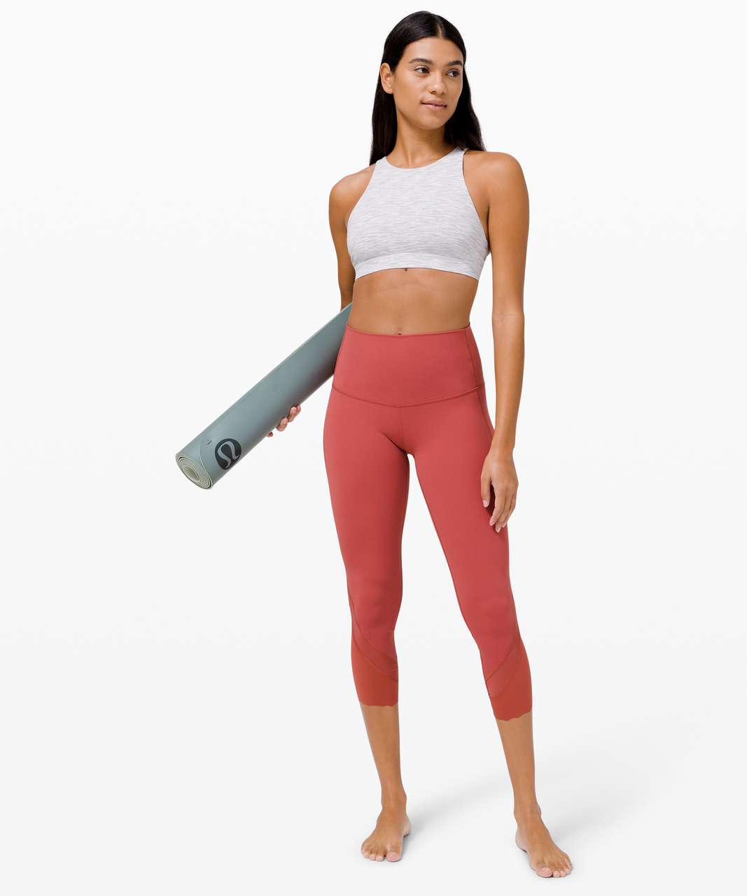 Lululemon Wunder Under High-Rise Crop 23 *Updated Scallop Full-On Luxtreme  - Red Merlot - lulu fanatics