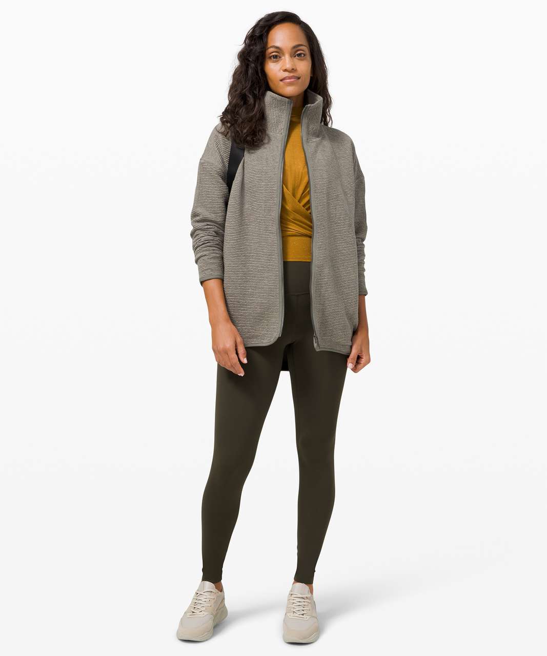 Lululemon Peaceful Moments Full Zip - Heathered Grey Sage / Grey Sage