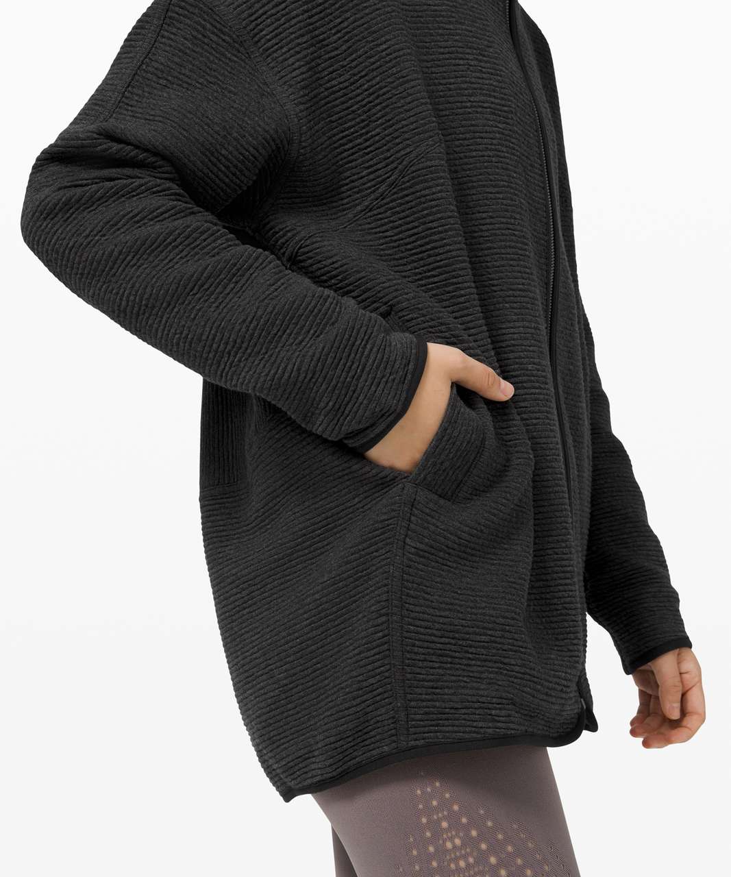 Lululemon Peaceful Moments Full Zip - Heathered Black / Black