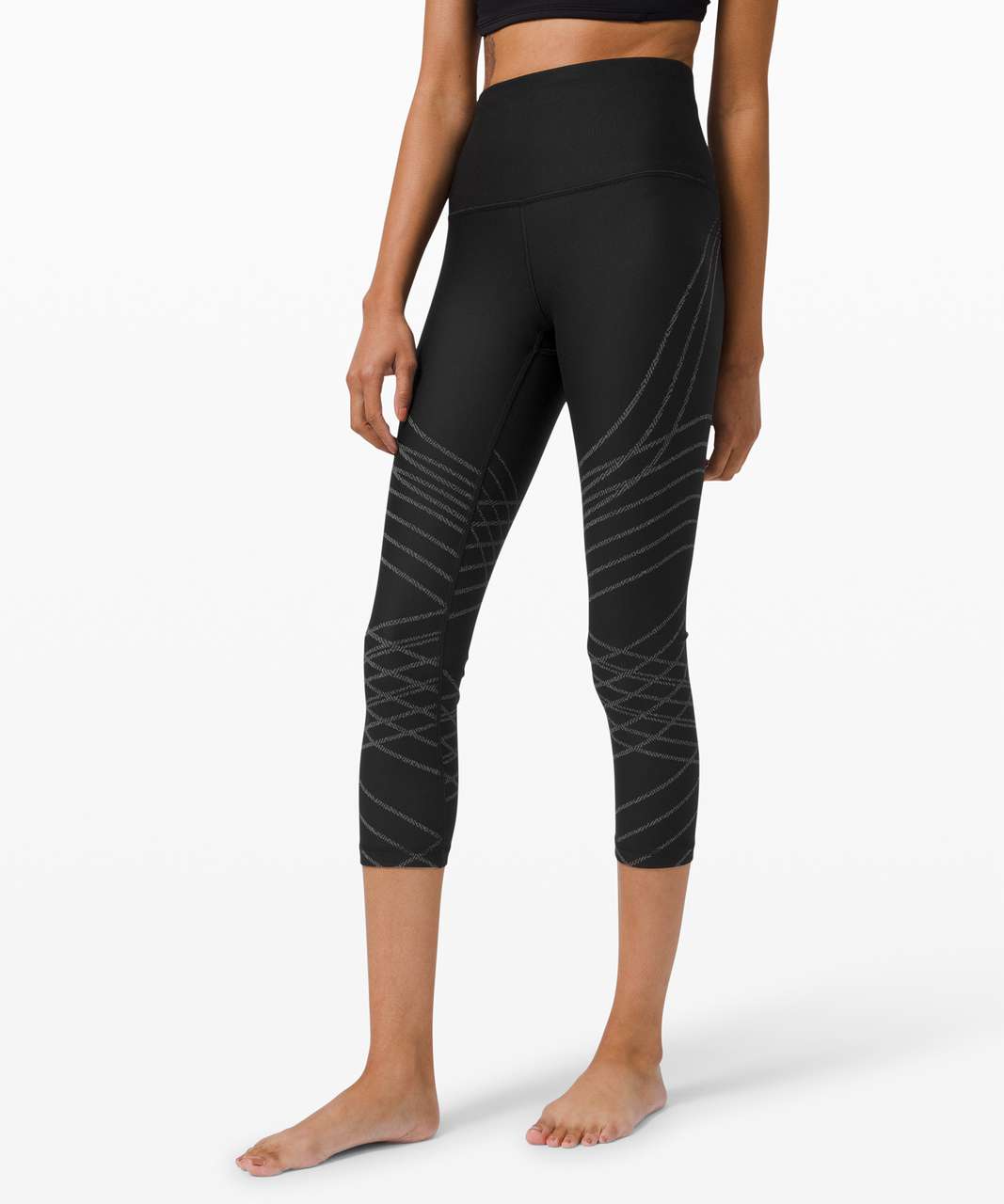 Lululemon Mix & Mesh Crop *21 Black / Chirasu Black / Black leggings 6