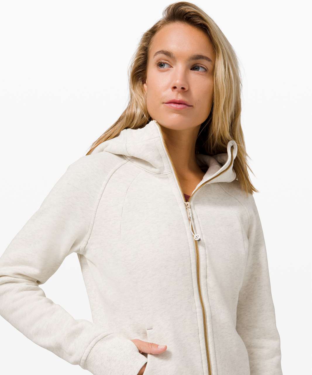 Lululemon Scuba Hoodie Gold *Light Cotton Fleece - Heathered Light Ivory / Gold