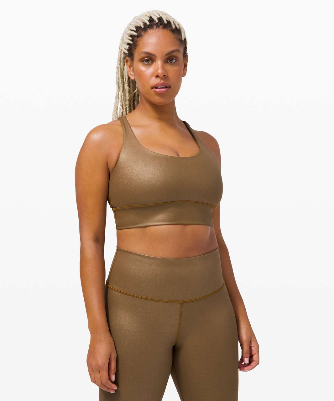 Lululemon Energy Bra Long Line Shine *Medium Support, B–D Cup - Matte Copper  Foil - lulu fanatics