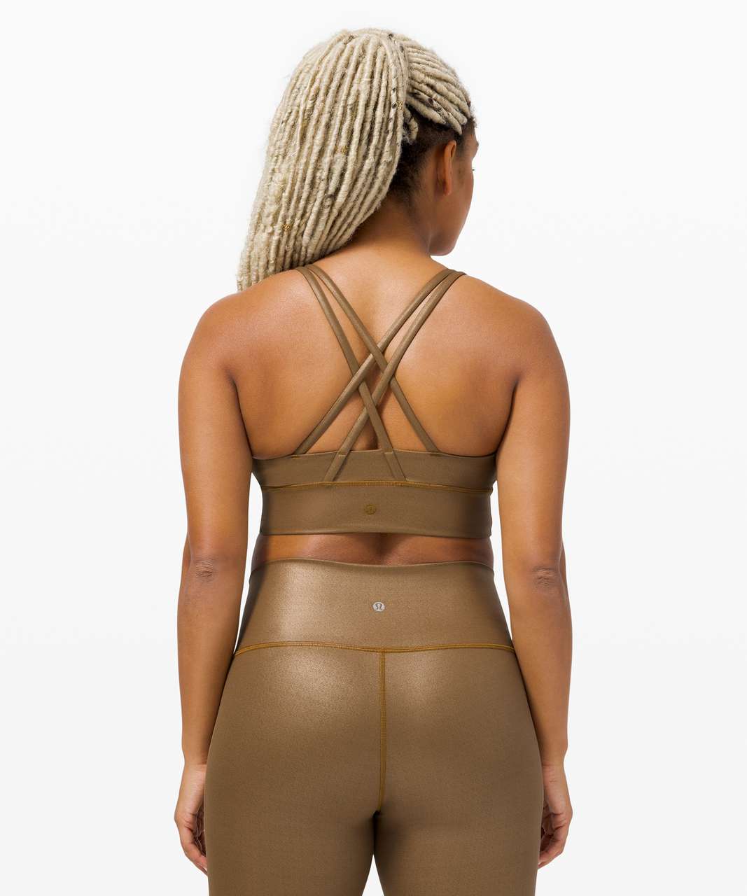 Lululemon Energy Bra Long Line Shine *Medium Support, B–D Cup - Matte Copper Foil