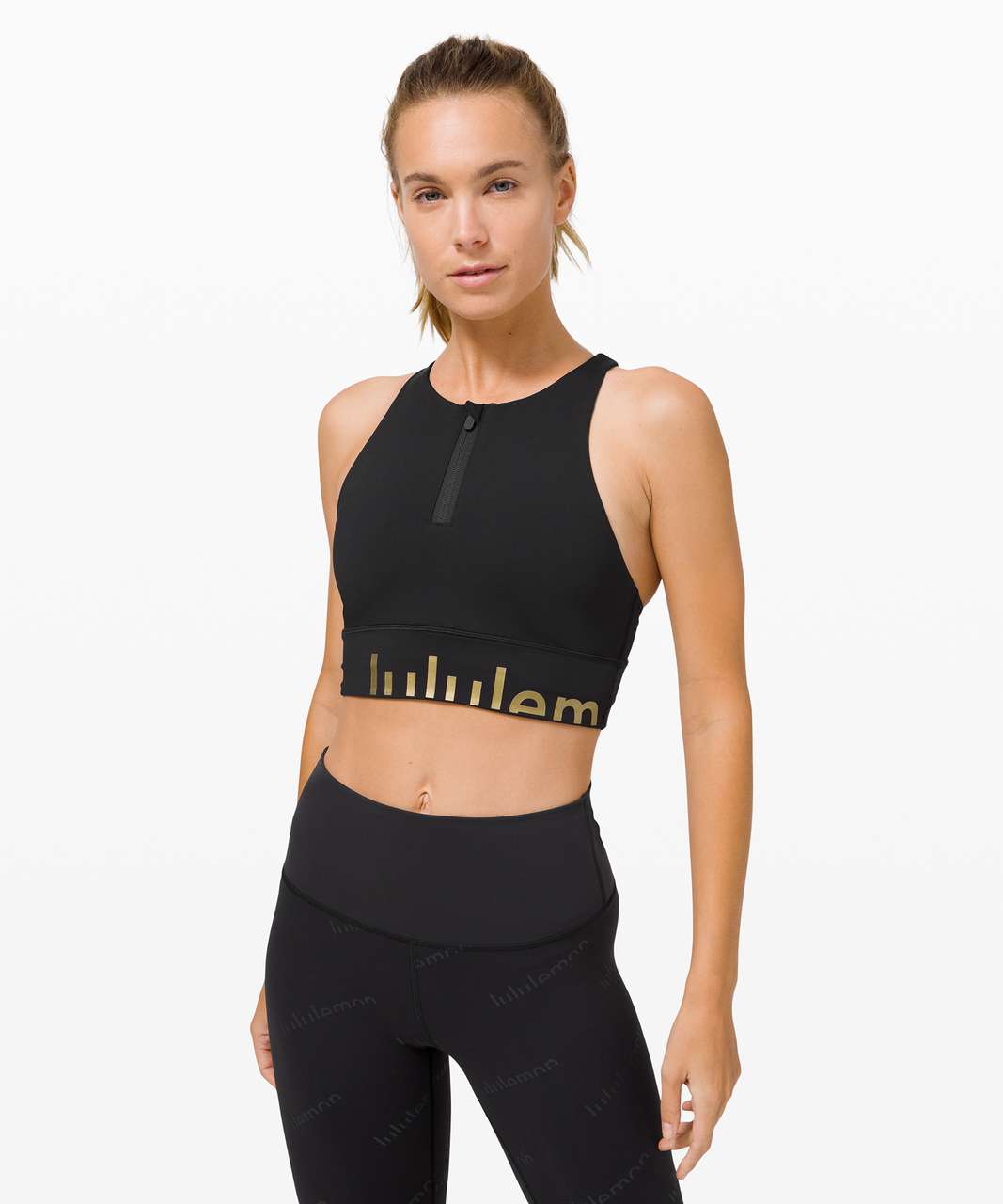 Lululemon Energy Bra High Neck Long Line Zip Special Edition *Medium  Support, B–D Cup - Black - lulu fanatics