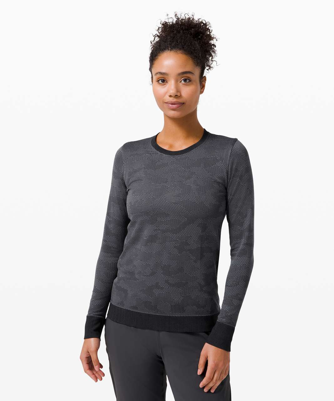 Lululemon Swiftly Breathe Long Sleeve - Vented Camo Black / Asphalt Grey -  lulu fanatics