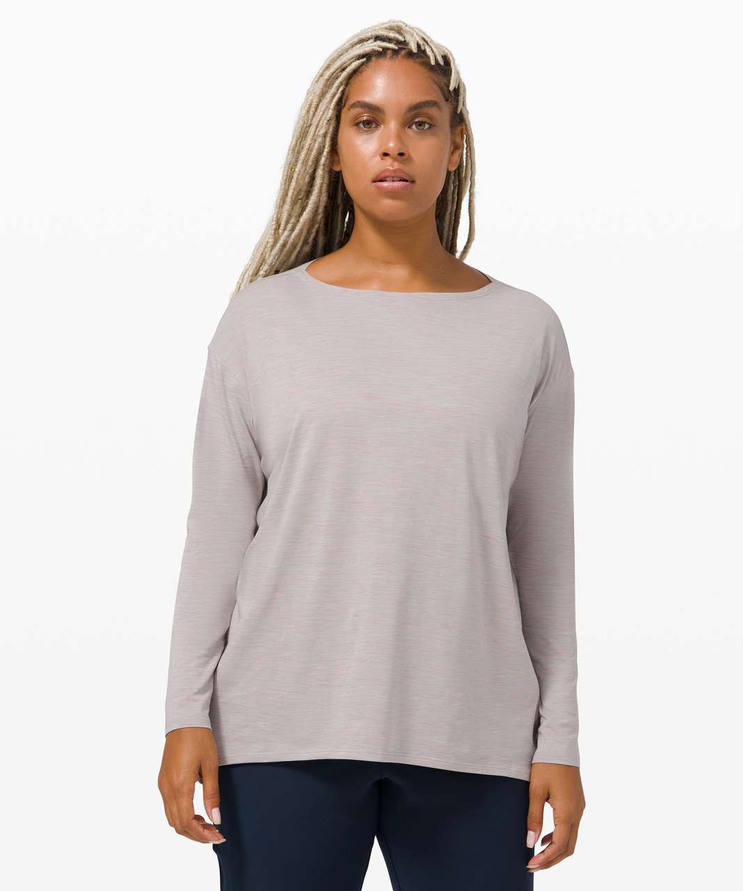 Lululemon Back In Action Long Sleeve - 3 Colour Space Dye Silver Drop Pink Pastel