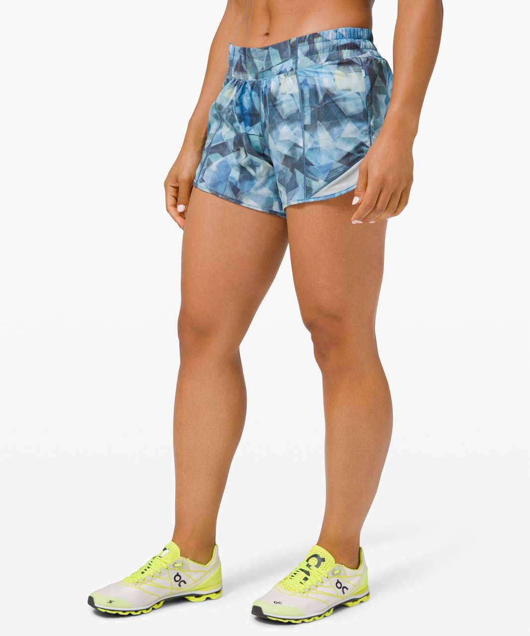 Lululemon Hotty Hot Short II *Long 4" - City Shadow Alpine White Multi / Blue Glow