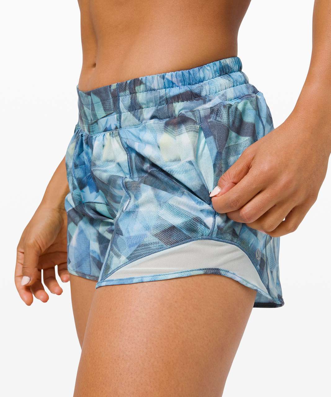 Lululemon Hotty Hot Short II *Long 4" - City Shadow Alpine White Multi / Blue Glow