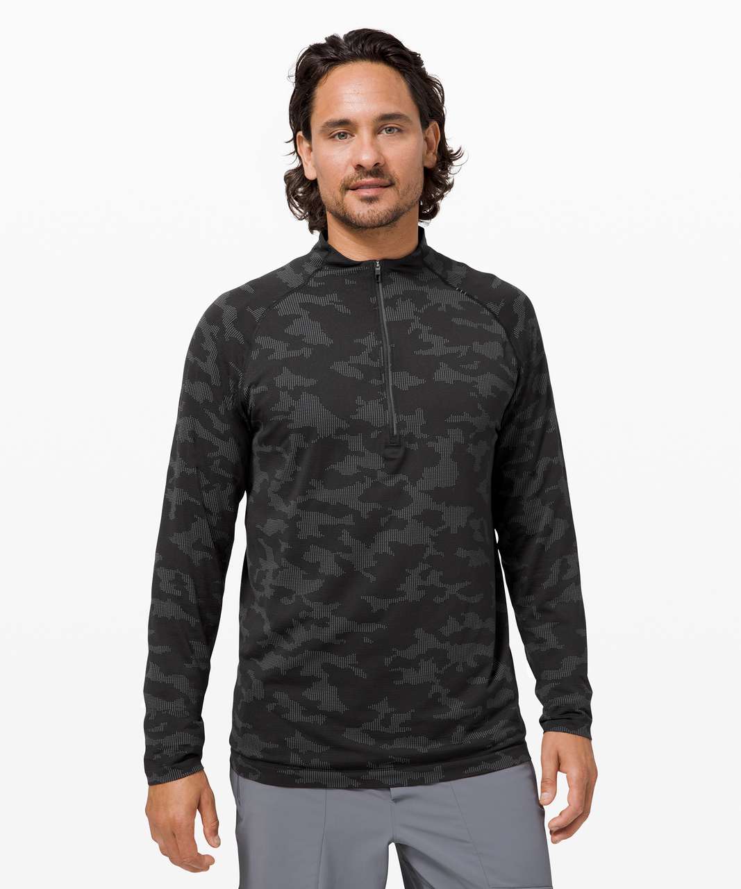 Lululemon Metal Vent Tech 1/2 Zip 2.0 - Heritage Camo Asphalt Grey / Black