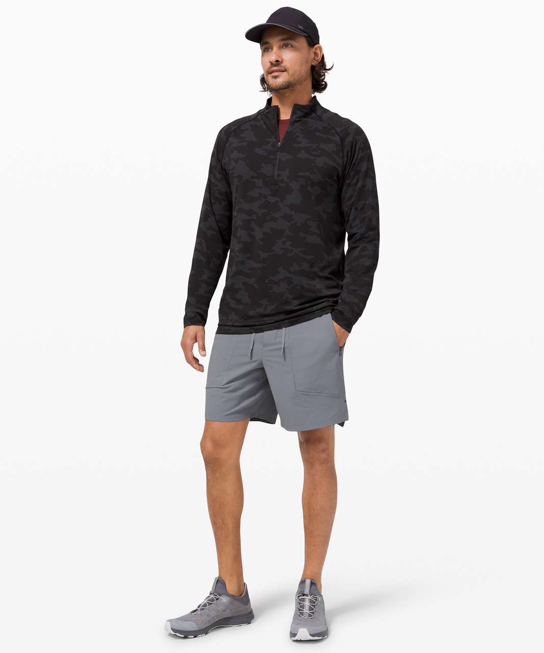 Lululemon Metal Vent Tech 1/2 Zip 2.0 - Heritage Camo Asphalt Grey / Black