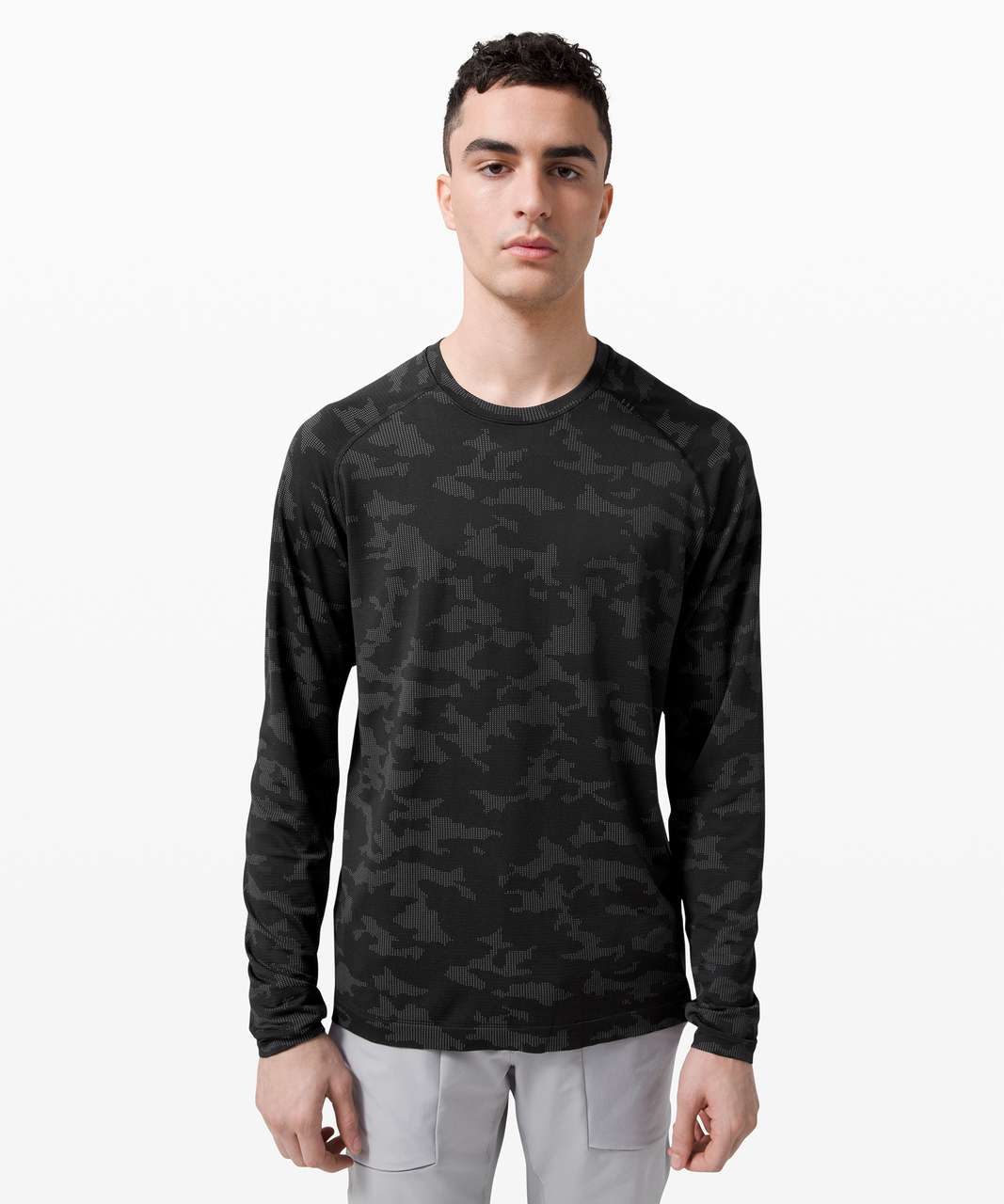 Lululemon Swiftly Breathe Long Sleeve - Vented Camo Black / Asphalt Grey -  lulu fanatics