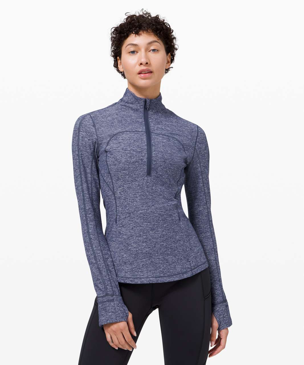 Lululemon Run Briskly 1/2 Zip - Heathered Cadet Blue - lulu fanatics